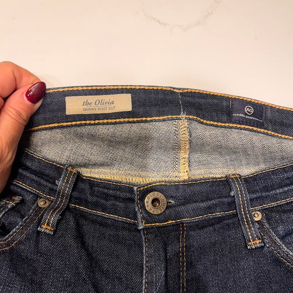Adriano Goldschmied Dark Wash The Olivia Skinny Boot Cut Jeans Size 28R - Picture 5 of 10
